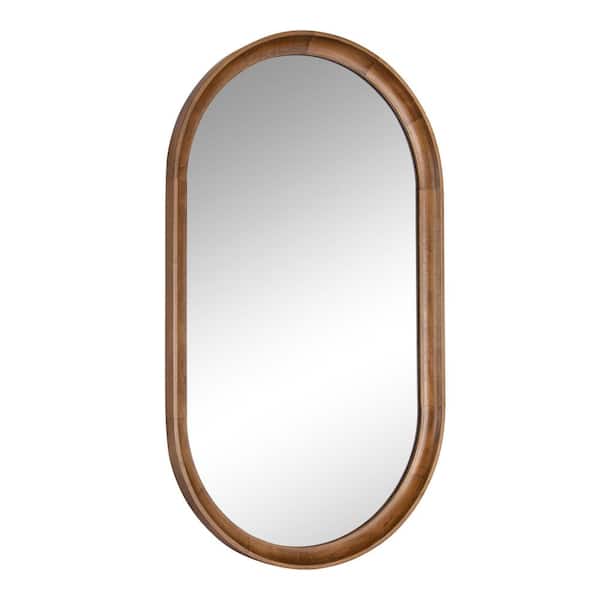 Hatherleig 22.00 in. W x 38.00 in. H Rustic Brown Oval Farmhouse Framed Decorative Wall Mirror