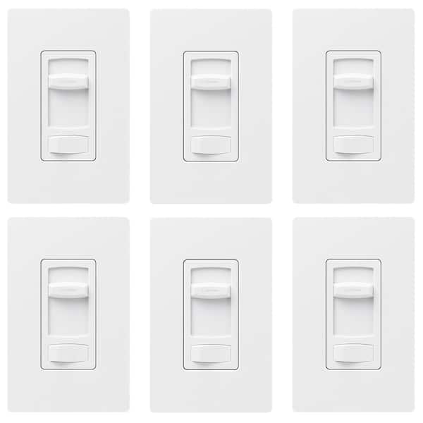 Skylark Contour LED+ Dimmer Switch w/Wallplate for LED Bulbs, 150W/Single-Pole/3-Way, White (CTCL-PR-6PK-WHW) (6-Pack)
