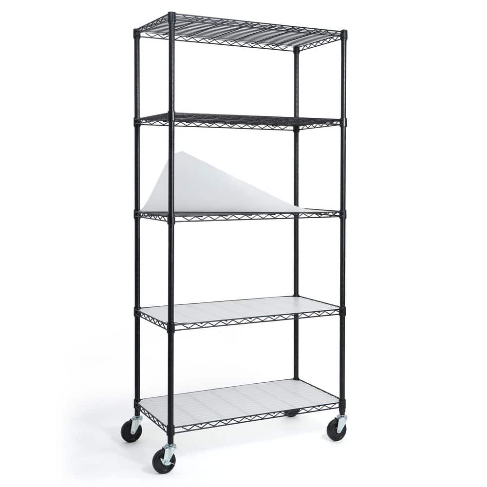 Steel Wire 5-Shelf Adjustable Heavy Duty Shelving Unit with Liner in Black (36 in. W x 76 in. H x 18 in. D) price history on PriceWatchPro