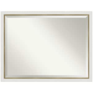 Eva 43 in. x 33 in. Modern Rectangle Framed White Gold Narrow Wall Mirror