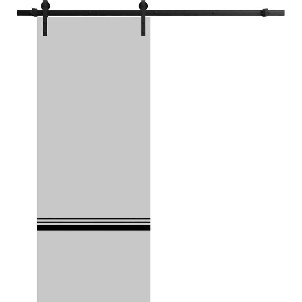 Assembly Required 28 in. x 96 in. 1-Panel Matte Grey Solid Wood with Honeycomb Sliding Barn Door with Hardware Kit price history on PriceWatchPro