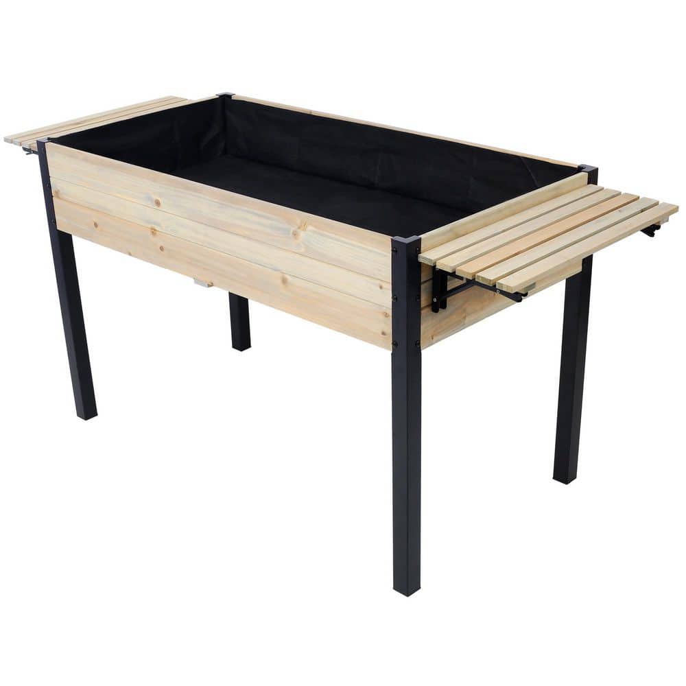 Wood Rectangular Raised Garden Bed with Folding Storage Shelf (62.50 in. L x 23.60 in. W x 29.50 in. H) price history on PriceWatchPro