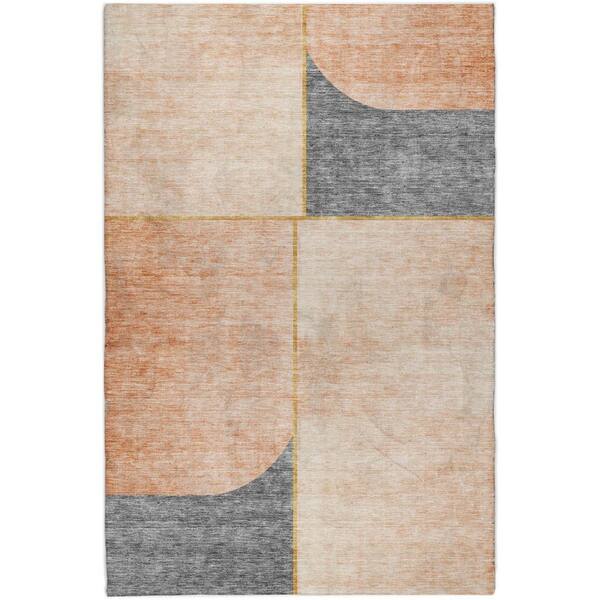 Dream Shag Premium Machine Washable Abstract ADS717 Coral 3 ft. x 5 ft. Area Rug