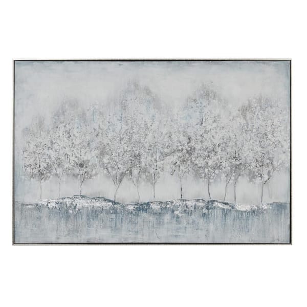 Litton Lane 1- Panel Tree Framed Wall Art with Silver Frame 32 in. x 47 in.