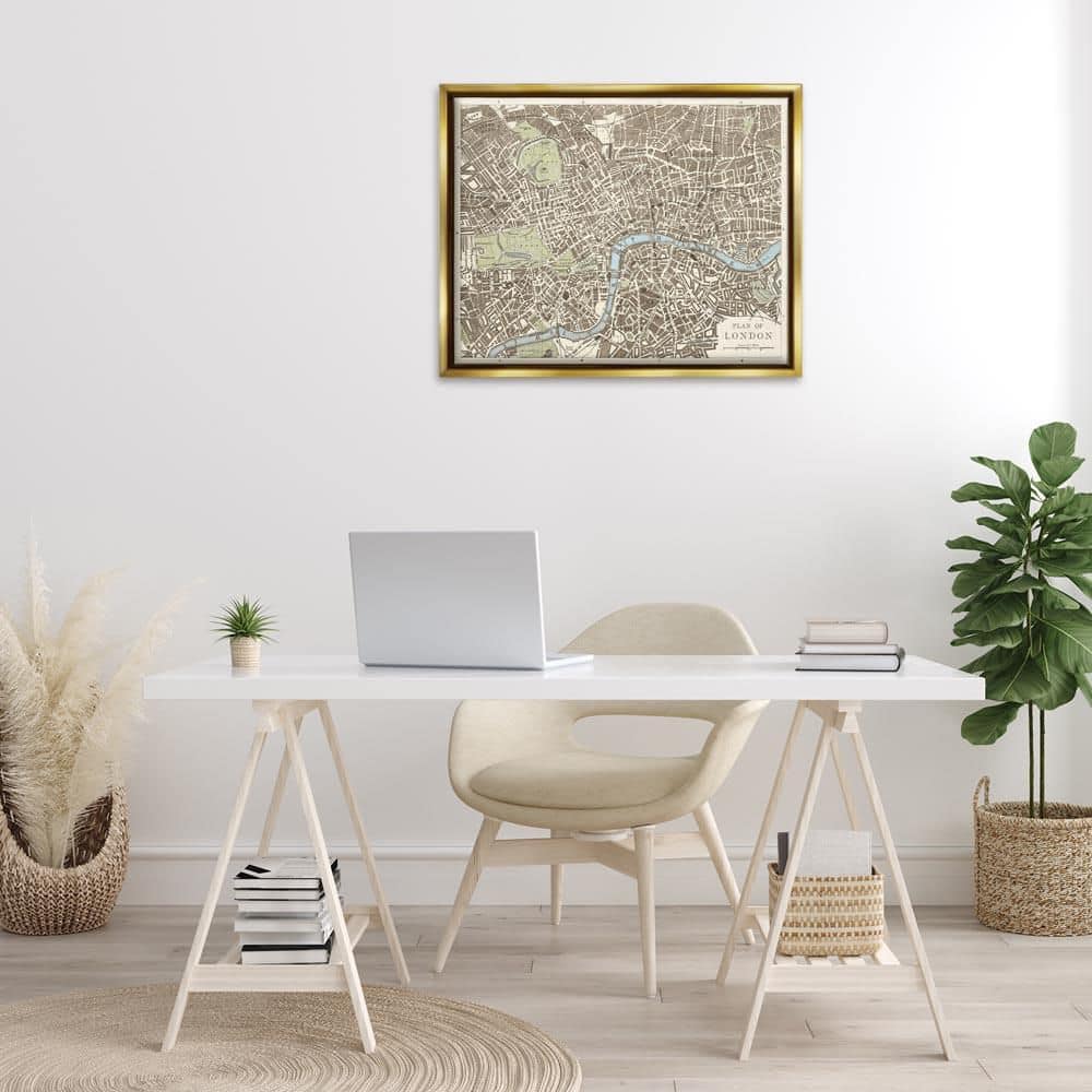 Vintage Blueprint Plant of London by Phillipa Katz Gold Floater Frame Abstract Graphic Art Print 25 in. x 31 in. price history on PriceWatchPro