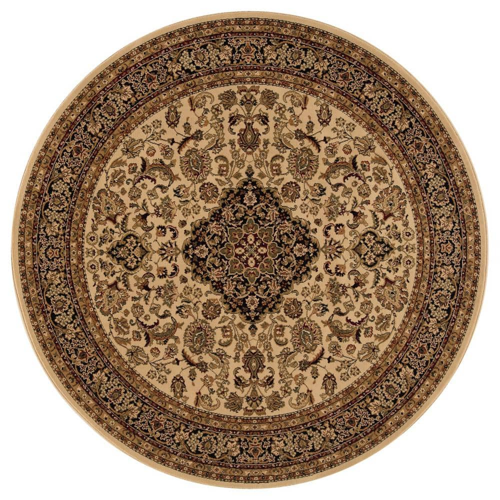 Concord Global Trading Silk Road Ivory 5 ft. Round Medallion Area Rug ...