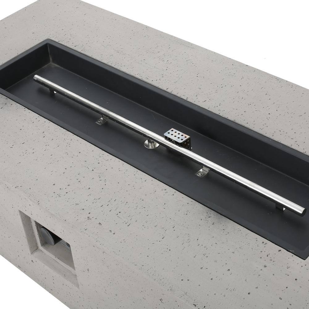 Mayfair Light Gray Concrete Rectangular Gas Fire Pit