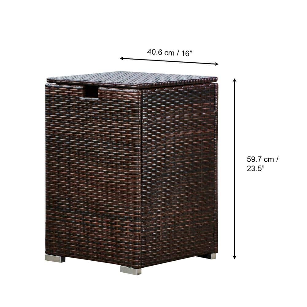 Dark Brown Wicker Propane Tank Cover Table