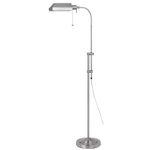 57 in. Nickel 1 Dimmable (Full Range) Standard Floor Lamp for Living Room with Metal Empire Shade