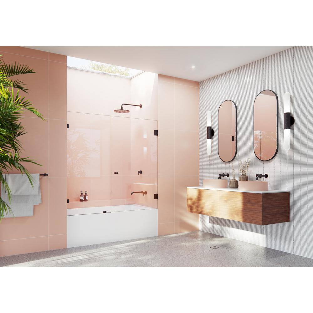 Illume 60" x 58.25" Frameless Glass Bathtub Door with Oil Rubbed Bronze Hinges