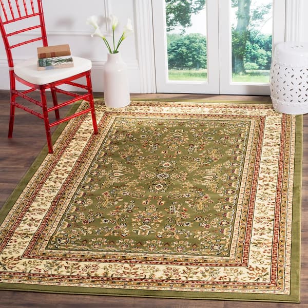Lyndhurst Sage/Ivory 8 ft. x 11 ft. Border Antique Floral Area Rug