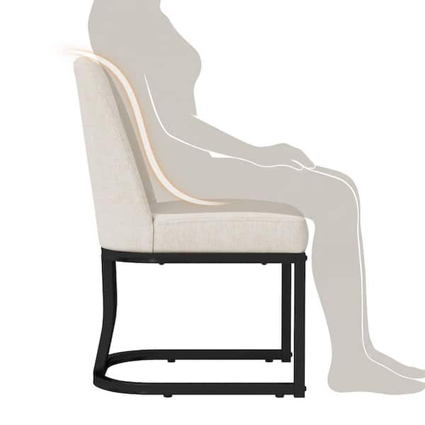OrangeOne Modern Linen Fabric Curved Backrest Dining Chair Black