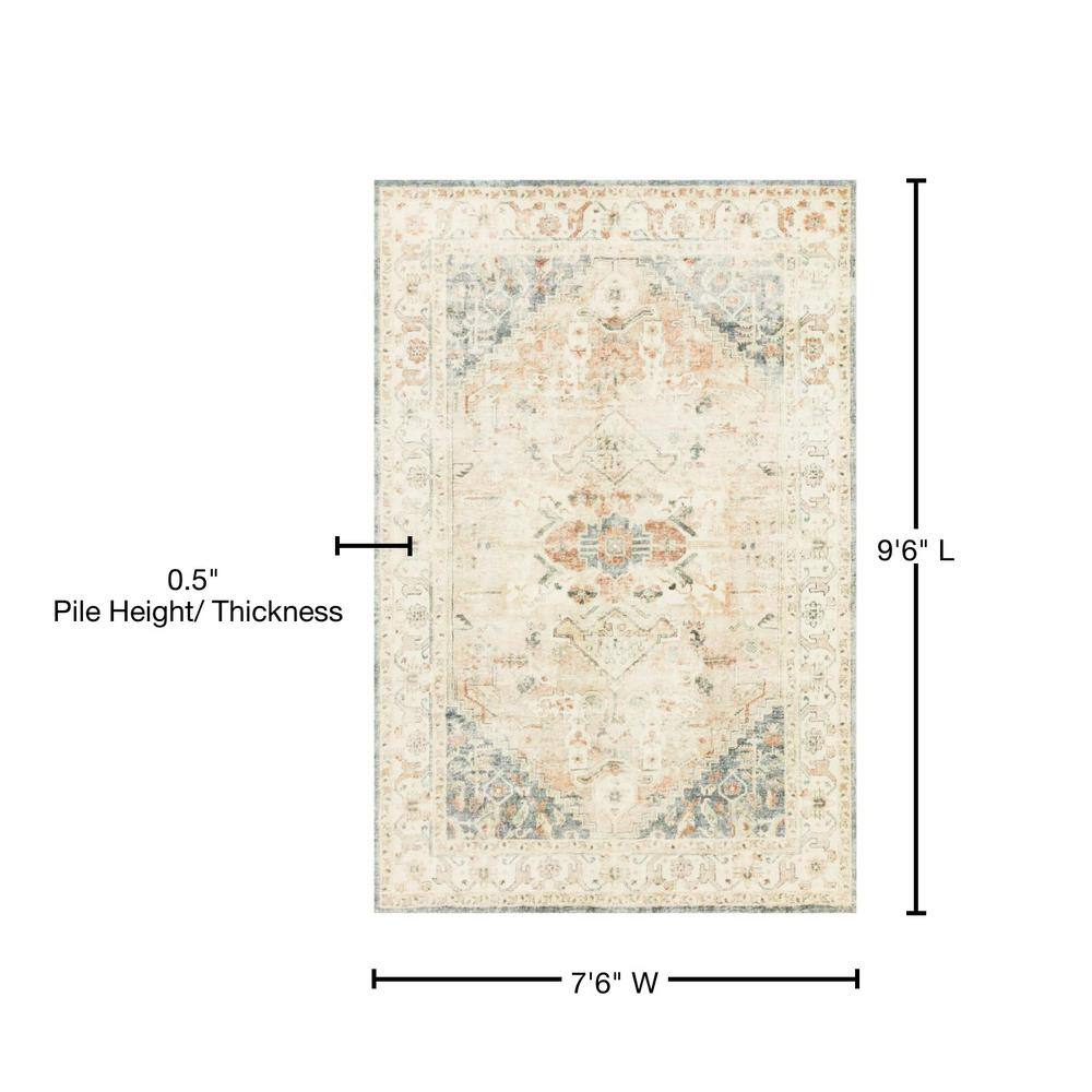Ivory and Clay Rectangular Stain-Resistant Synthetic Area Rug