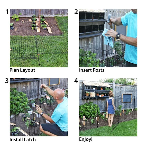 Vigoro 56 in. H Steel Multi-Purpose Black Fence Post (20-Pack)