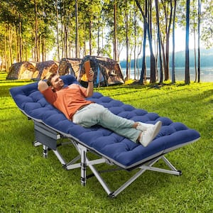 6.25ft. Folding Camping Cot Portable Hammock with Mattress&Storage Bag, 2PK Blue