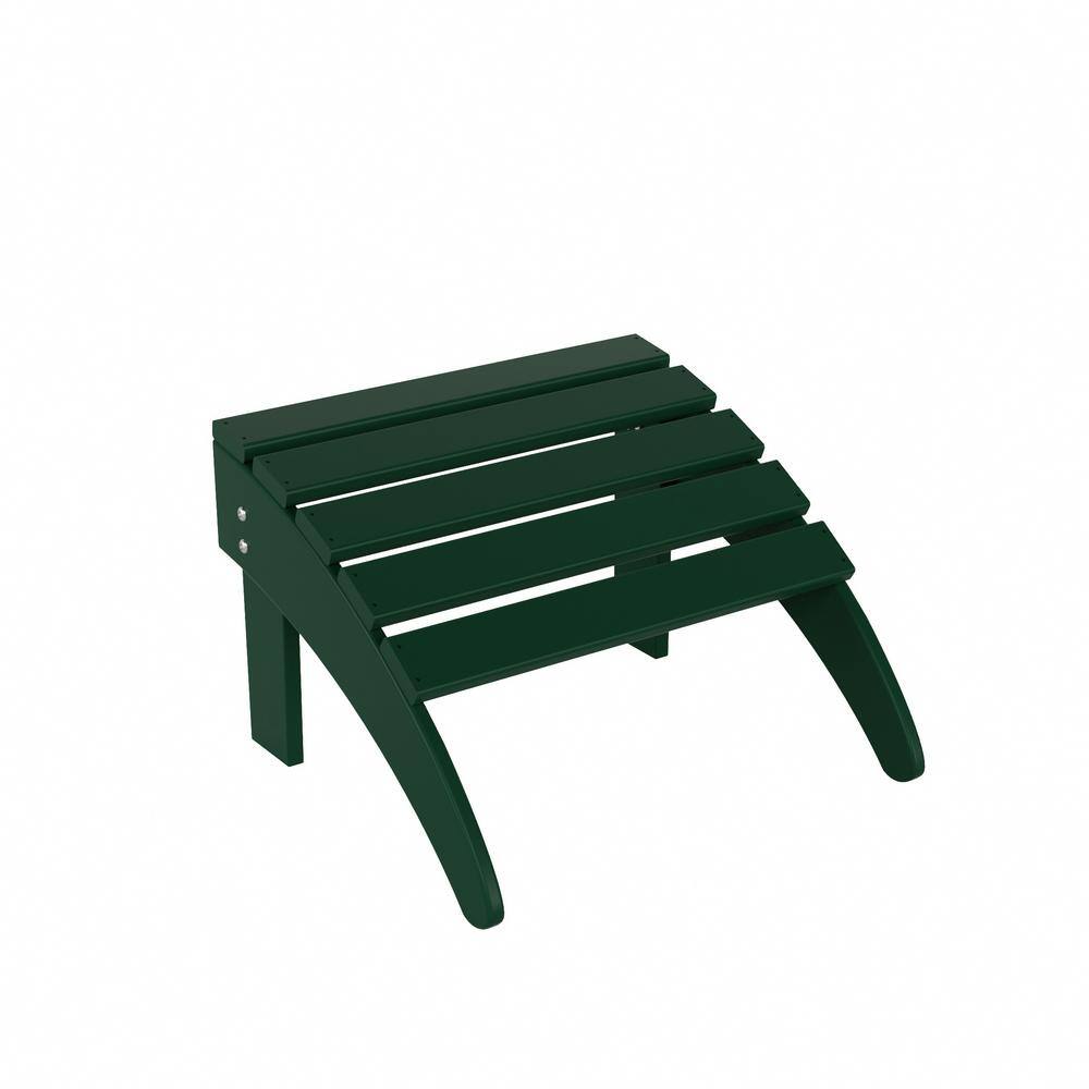 Dark Green HDPE Foldable Curved-Leg Outdoor Ottoman