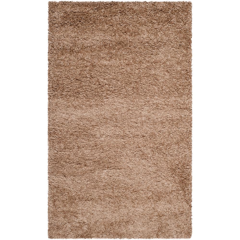 Dark Beige Synthetic Shag Area Rug - 4' x 6'