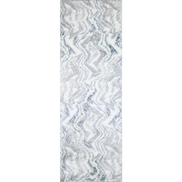 Andes White/Grey 9 ft. x 12 ft. (8'6" x 11'6") Geometric Contemporary Area Rug