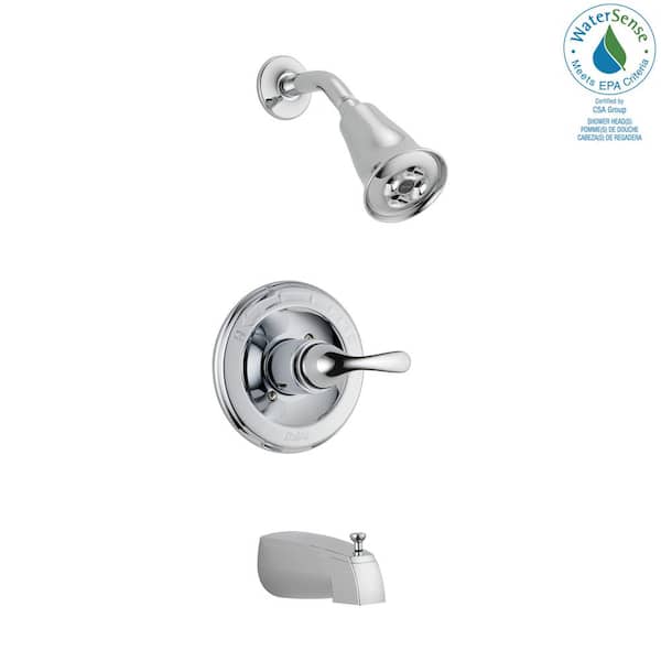 Delta Classic H2Okinetic 1-Handle Wall Mount Tub and Shower Faucet Trim Kit in Chrome (Valve Not Included)