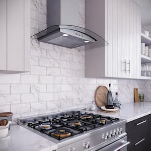 30 in. Girardi Ducted Wall Mount Range Hood in Brushed Stainless Steel with Baffle Filters,Push Button Control,LED Light