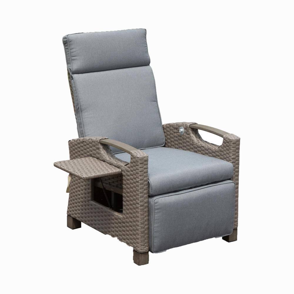 Brown Hand-Woven Wicker Outdoor Lounge Chair with Gray Cushions price history on PriceWatchPro
