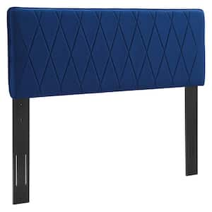 Leila Adjustable Navy Performance Velvet King/California King Upholstered Headboard