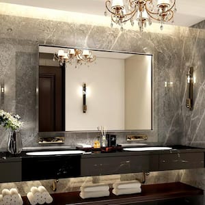 36 in. W. x 30 in. H Rectangular Framed Wall Bathroom Vanity Mirror in Silver