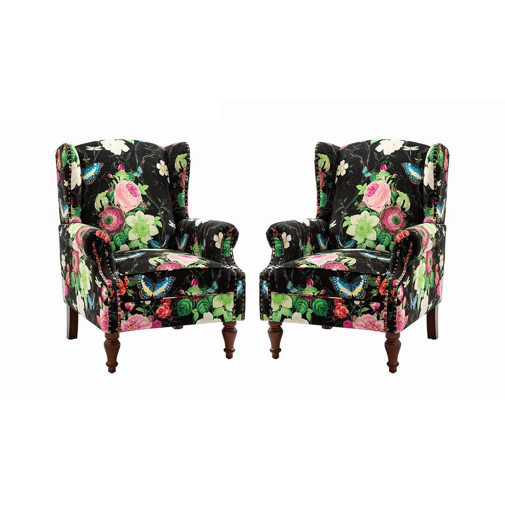 JAYDEN CREATION Gille Traditional Black Upholstered Wingback Accent