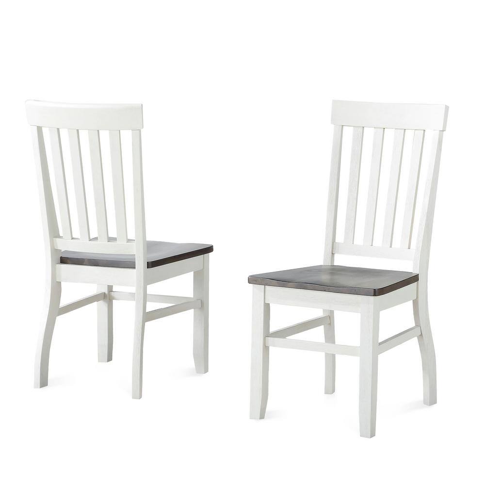 Ivory and Driftwood Transitional Slat Back Side Chair Set