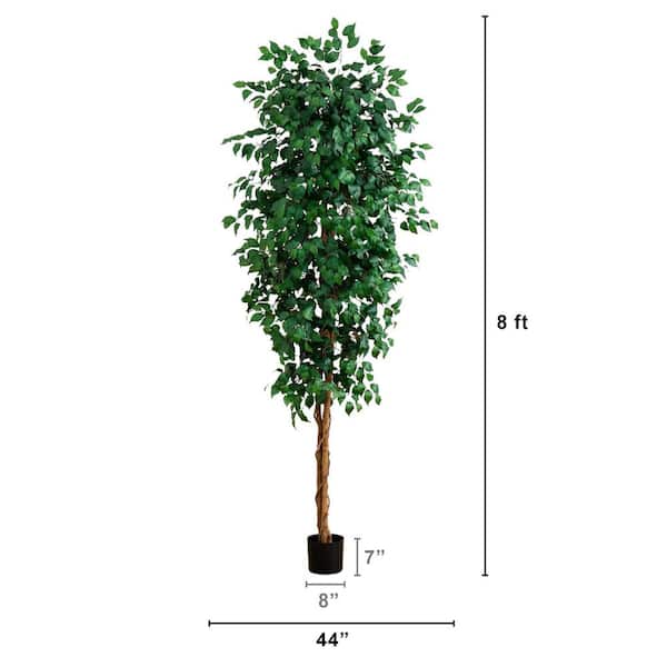 Nearly Natural 8 ft. Artificial Ficus Tree 5427 - The Home Depot