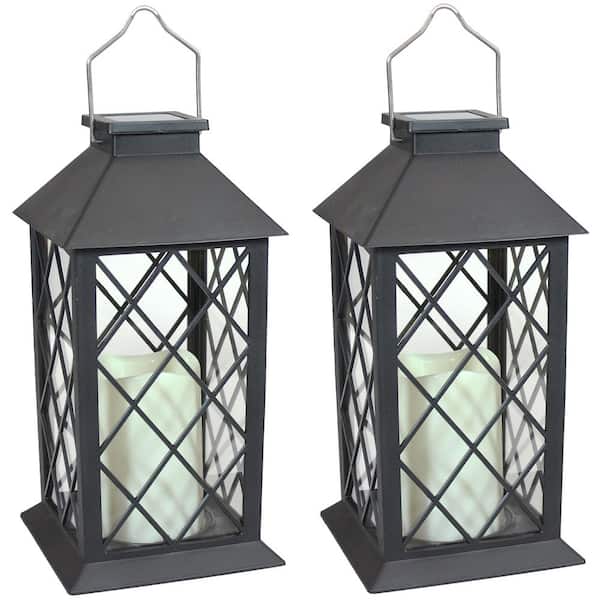 Sunnydaze Decor 11 in. Concord Black Solar LED Candle Outdoor Lantern (2-Pack)