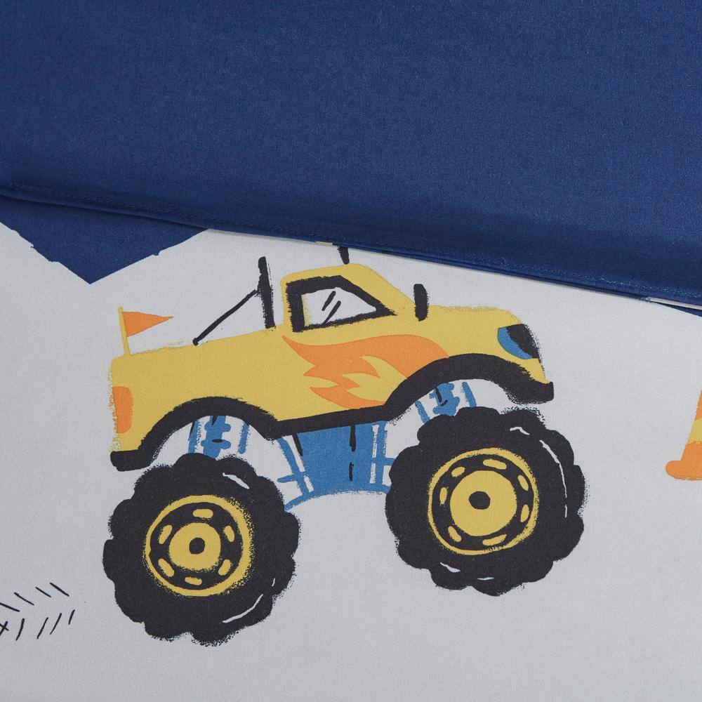Blue Twin Monster Truck Reversible Comforter Set