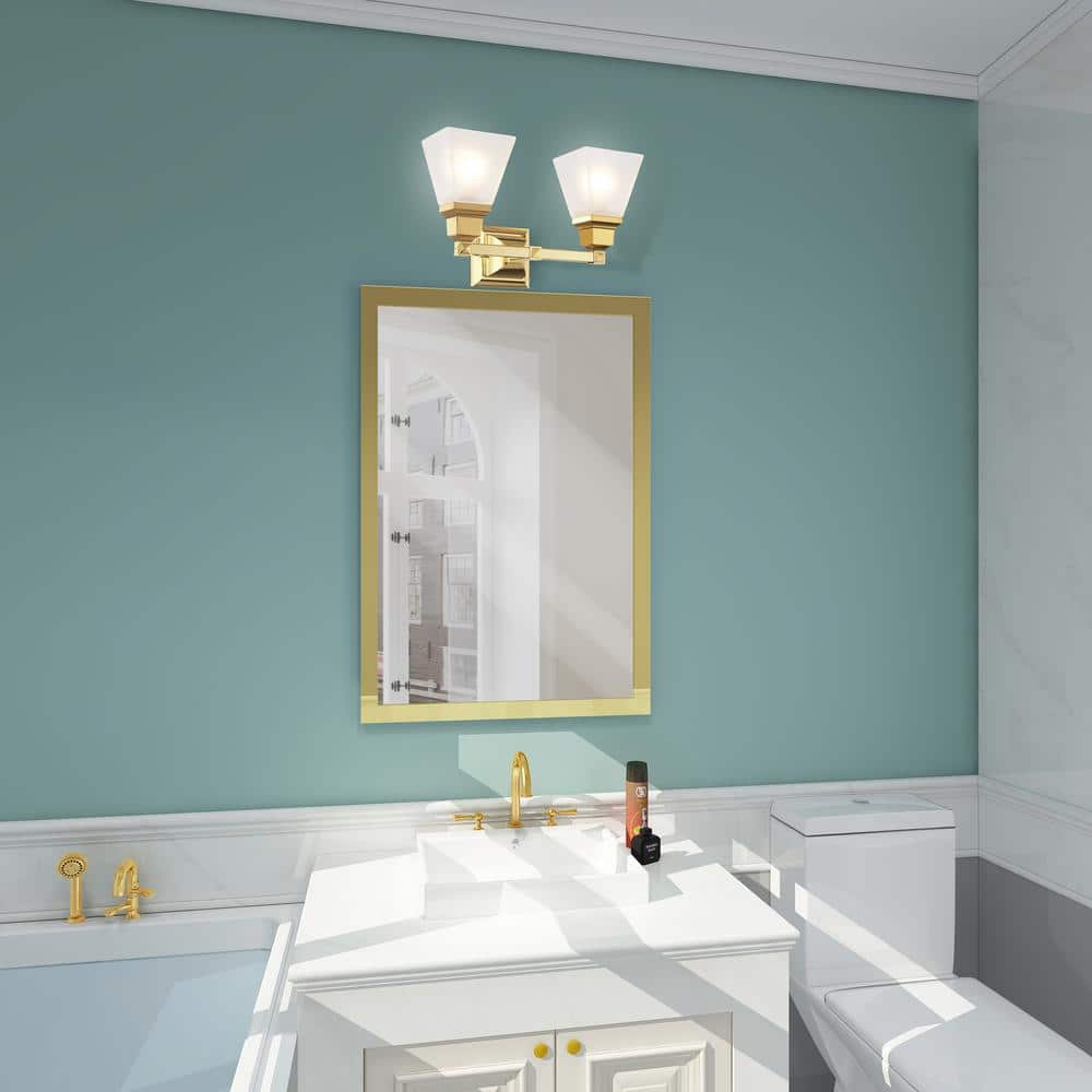 Elegant Polished Brass 2-Light Vanity with Satin Glass Shades