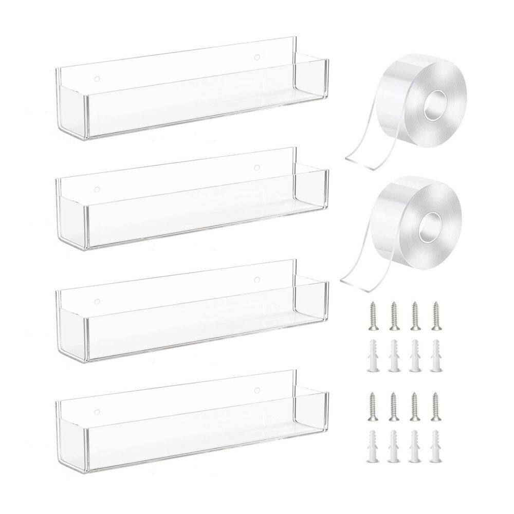 4-Pack Clear Adhesive Acrylic Spice Rack with 2-Nano Double Sided Tape, Wall Mount Spice Shelf for Kitchen price history on PriceWatchPro