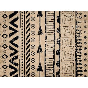 Boho Living Room with Nonslip Backing, Bohemian Tribal Print Pattern, 4 ft. x 6 ft. Small Area Rug