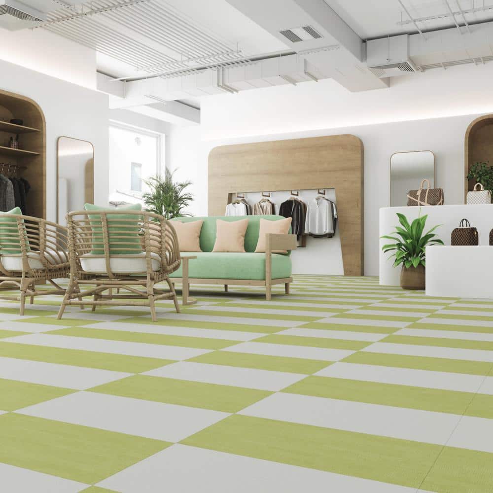 Lilypad Light Green 12" x 24" Adhesive Vinyl Tile Flooring