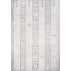 Leigh Ethnic Stripes Indoor/Outdoor Light Grey 3 ft. 6 in. x 5 ft. Area Rug