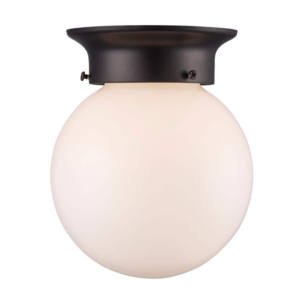 Dash 6" Rubbed Oil Bronze Glass Globe Flush Mount
