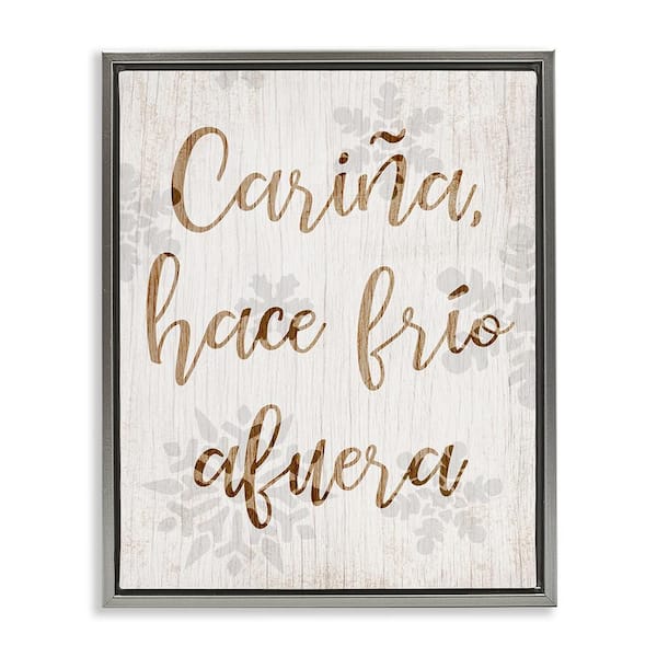 Stupell Industries Cold Outside Feminine by Lil' Rue Gray Floater Frame Abstract Graphic Art Print 31 in. x 25 in.