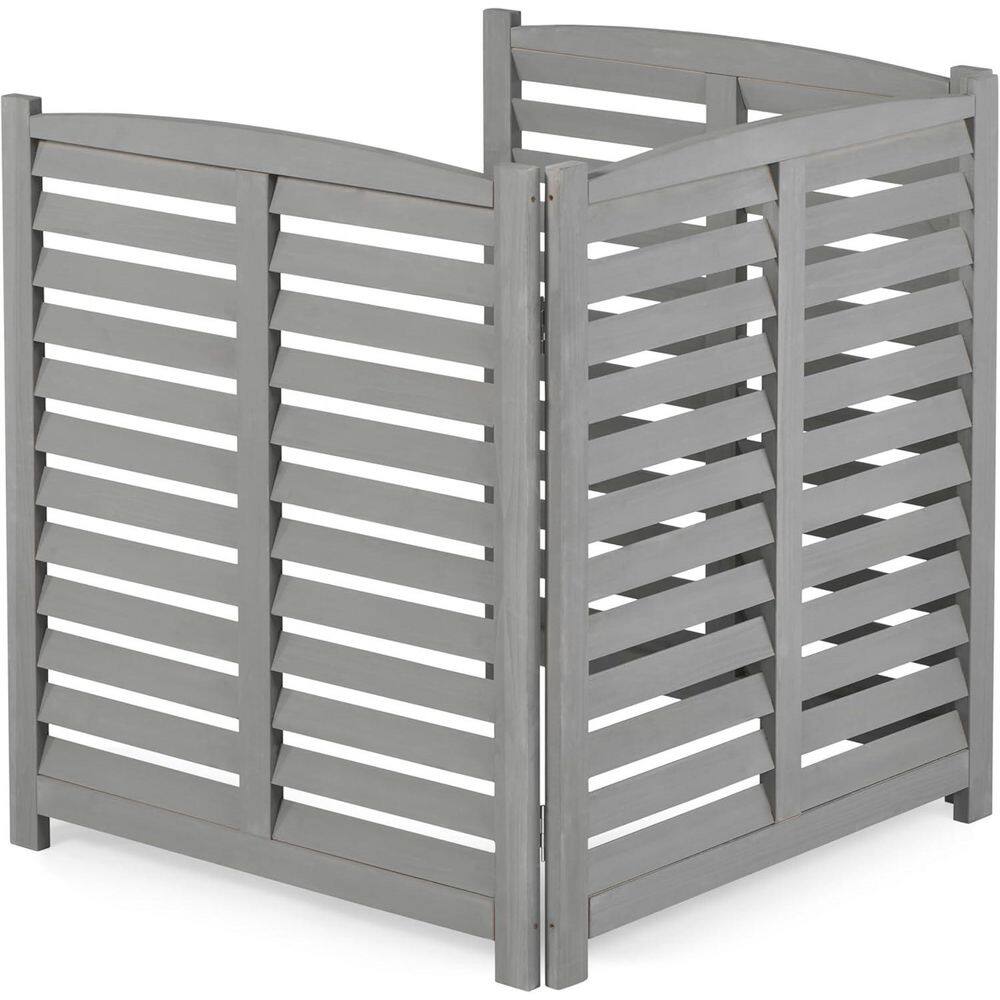 2.6 ft. x 3.1 ft. Louver Gray Solid Wood Outdoor Privacy Fence for Garden Fence Air Conditioner Fence (3 Pieces) price history on PriceWatchPro