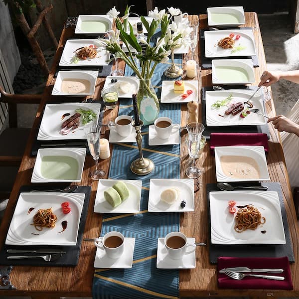 MALACASA Elvira 30-Piece Modern Ivory White Porcelain Dinnerware