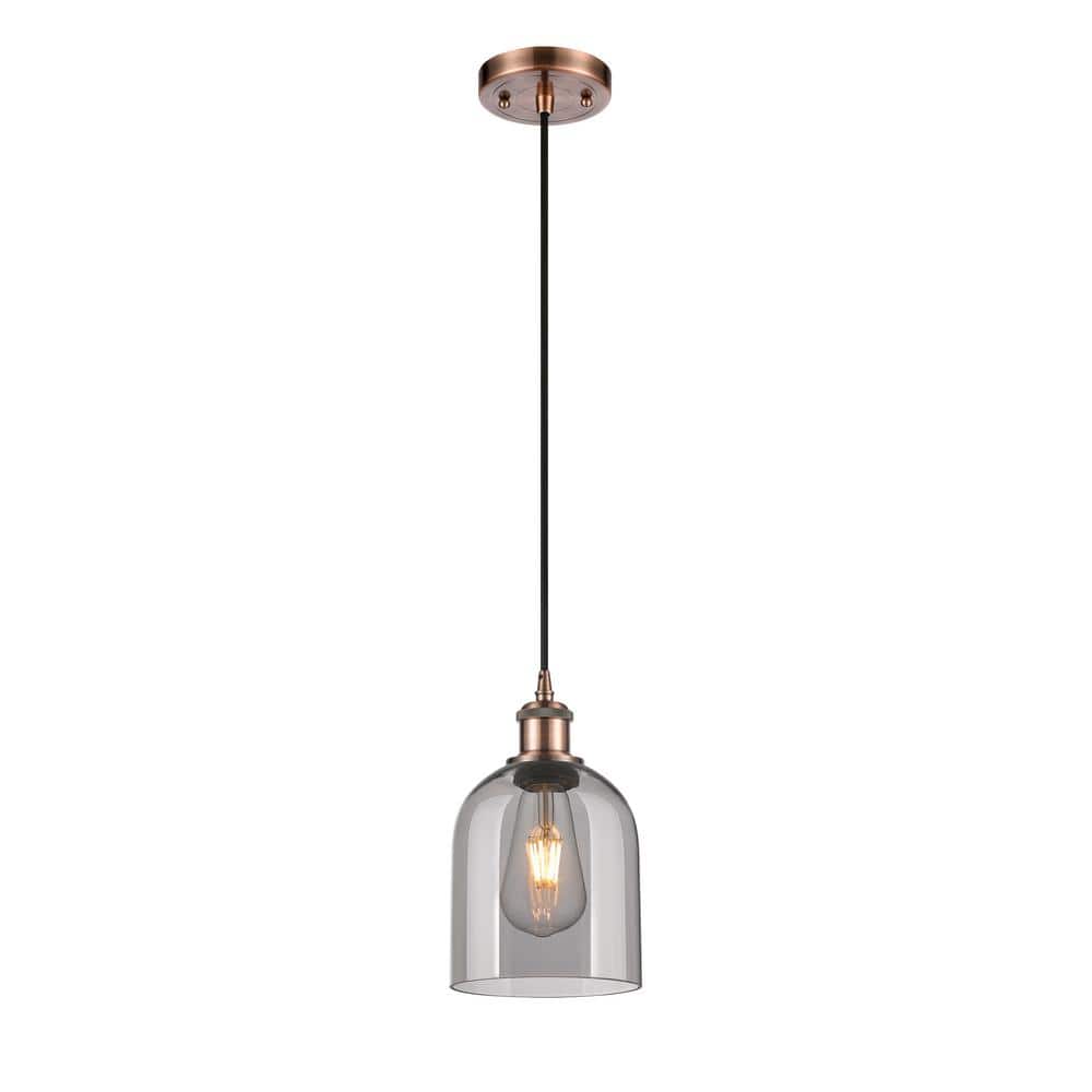 Bella 100-Watt 1-Light Antique Copper Standard Mini Pendant Light with Painted Glass Shade, No Bulbs Included price history on PriceWatchPro
