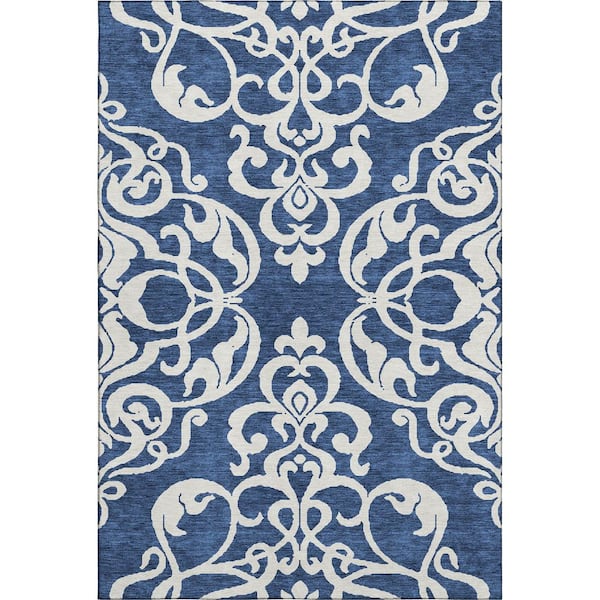 Addison Rugs Mayfield Premium Machine Washable Abstract AMF973 Navy 3 ft. x 5 ft. Area Rug
