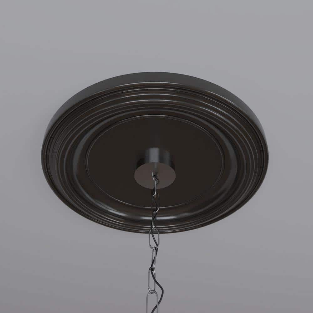 Traditional Metallic Charcoal PVC Ceiling Medallion, 19-inch Diameter