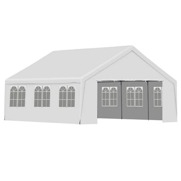 Aoodor 20 ft. x 20 ft. Large Wedding Party Tent Commercial Event Canopy with Removable Sidewalls, White