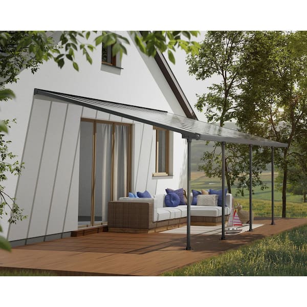 Feria 13 ft. x 20 ft. Gray/Clear Aluminum Patio Cover
