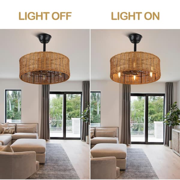 Oaks Aura Cora 20 in. Indoor Brown Rattan Wicker Scandi