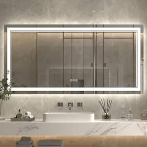 72 in. W x 36 in. H Oversized Rectangular Frameless Anti-Fog Wall Bathroom Vanity Mirror in Silver