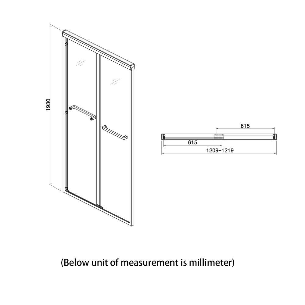 48" W x 76" H Brushed Nickel Semi-Frameless Sliding Shower Door