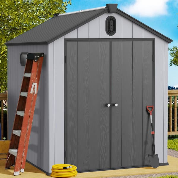 6 ft. W x 8 ft. D Resin Storage Shed with Floor for Garden and Backyard (42 sq. ft.)